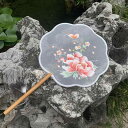 団扇 両面刺繍 絹製 優雅な 古風 中国風 古典舞踊用 ダンス用 演舞 発表会 舞台 イベント 撮影小物 インテリア飾り 蝶 牡丹 蓮 鳳凰 花鳥柄 和装小物 贈り物