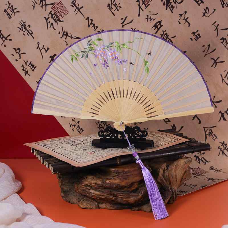 扇子 レディース 女性用 苏州刺繍 絹 シルク 竹製 漢服 チャイナドレス 和装 浴衣 着物 新中華風 古典 ..