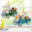 キーホルダー アクリル製 2Dフラット カラフル イラスト かわいい キャラクター イースター うさぎ 車内 バッグ リュックサック 吊り下げオーナメント(x2)