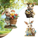 キーホルダー バッグチャーム イースター ウサギ 花 アクリル かわいい キャラクター プレゼント 車用 バックミラー 吊り下げ 飾り おしゃれ ギフト 通勤 学生(x2)
