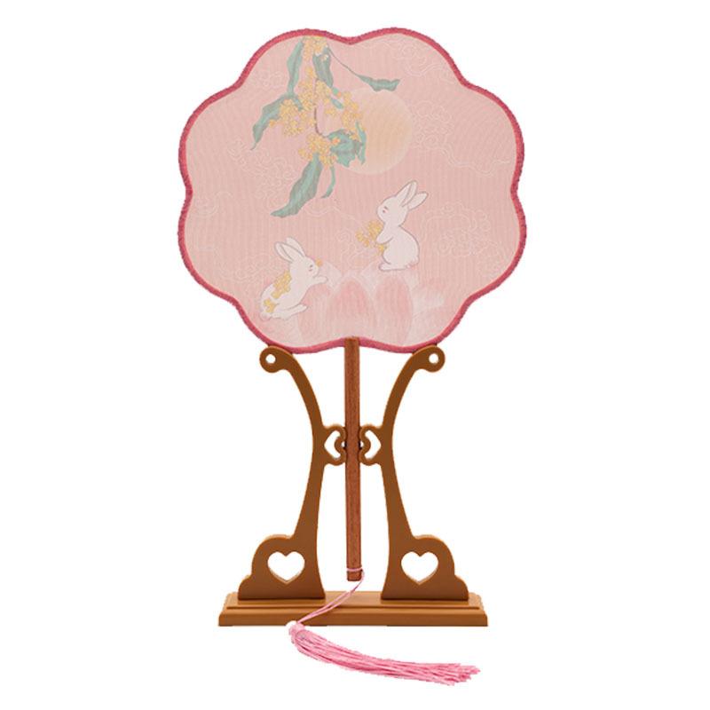 団扇 子供用 新中式 古風 中国風 漢服 丸型 絹製 木製 夏祭り 和装小物 浴衣 着物 イベント 撮影小物 ..