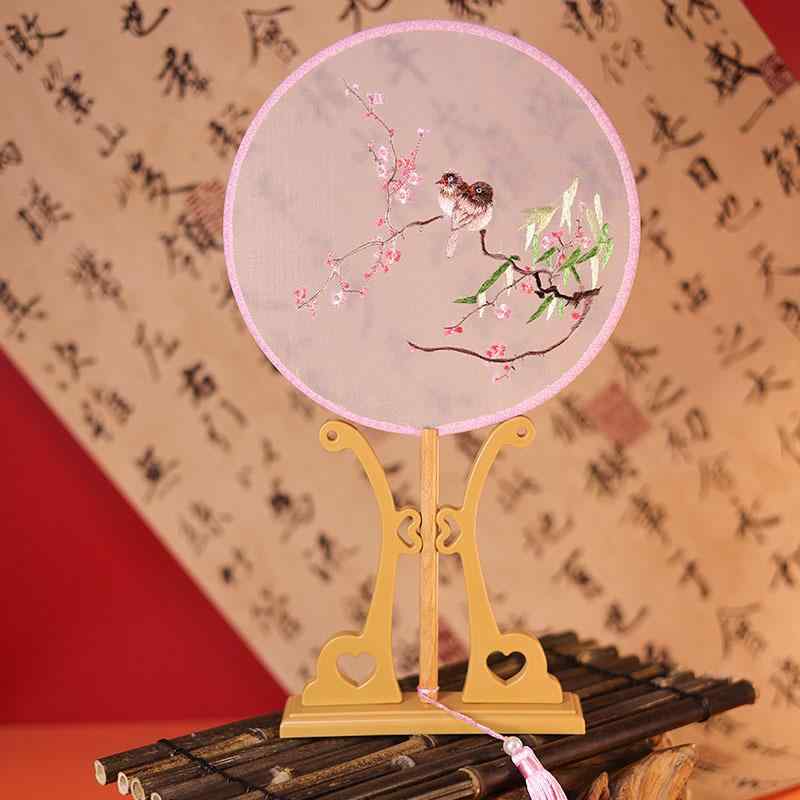 うちわ キッズ 子供用 両面豪華刺繍 蘇州刺繍 絹製 中華風 古風 木製 漢服 コスプレ イベント 撮影 装..