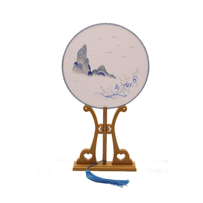 丸型団扇 刺繍 絹製 木製 古風 中国 新中式 漢服 チャイナドレス 舞踊 舞台 演劇 和装小物 浴衣 着物 ..