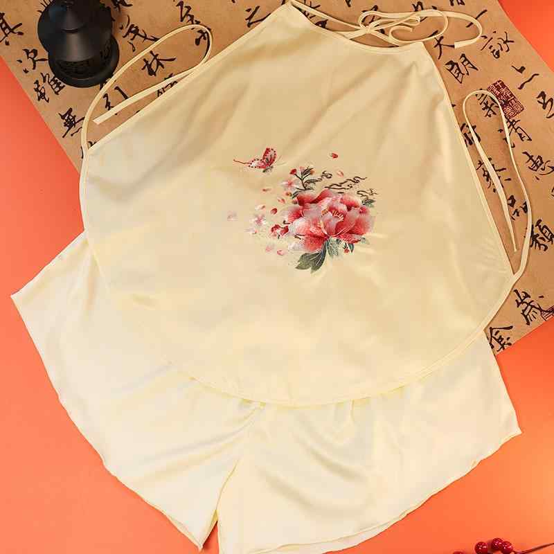 ルームウェア レディース 薄手 涼しい 快適 チャイナ風 蘇州刺繍 ノースリーブ タンクトップ ショートパンツ セット 古典柄 部屋着 睡眠 ポリエステル オールシーズン