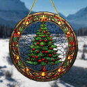 クリスマスオーナメント アクリル製 軽量 カラフルペイント クリスマスツリー 窓 壁 吊り下げ インテリアデコレーション レトロ風 クリスマス雑貨(x2)