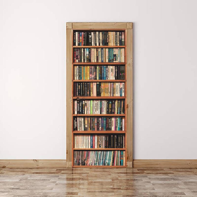 ウォールステッカー 貼ってはがせる 3D 立体 リアルな本棚柄 ドアシート 壁紙シール 防水 防汚 防カビ DIY 寝室 リビング 書斎 玄関 大判 モダン シンプル PVC製 模様替え インテリア