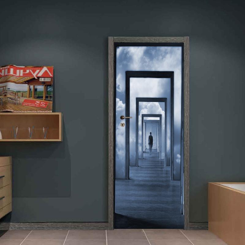 ウォールステッカー 3D ドア用 扉用 リメイクシート 防水 防湿 防汚 防カビ DIY 簡単 貼り付け 重ね貼り 装飾 壁紙 PVC製 2枚組 寝室 リビング 書斎 ダイニング 玄関 模様替え おしゃれ