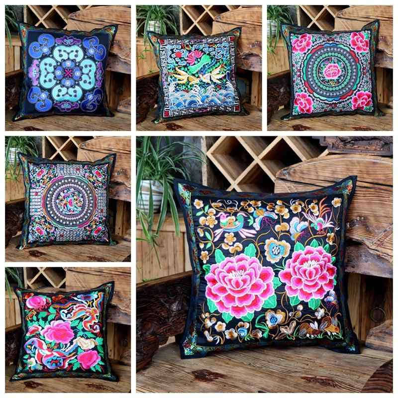 クッションカバー 刺繍 民族調 中国風 エスニック アジアンテイスト モダンチャイニーズ リビング 座布..