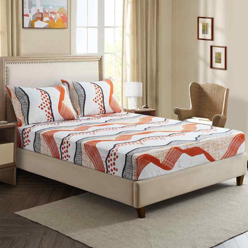 ボックスシーツ 3Dプリント 波柄 ストライプ 幾何学模様 ポリエステル アメリカンスタイル 反応染め 選べるサイズ 寝具