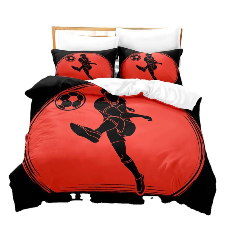 寝具3点セット サッカー スポーツ柄 カジュアルモダン ポリエステル製 デジタルプリント 掛け布団カバ..