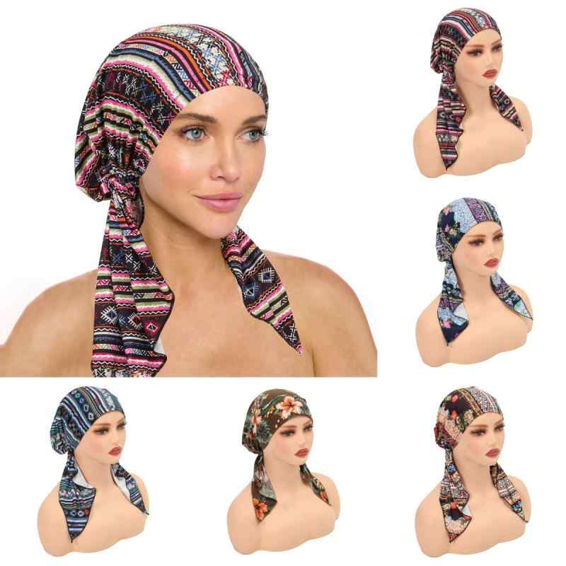 ターバンキャップ レディース おしゃれ ファッション プリント ストライプ ムスリム ヒジャブ ニットコ..