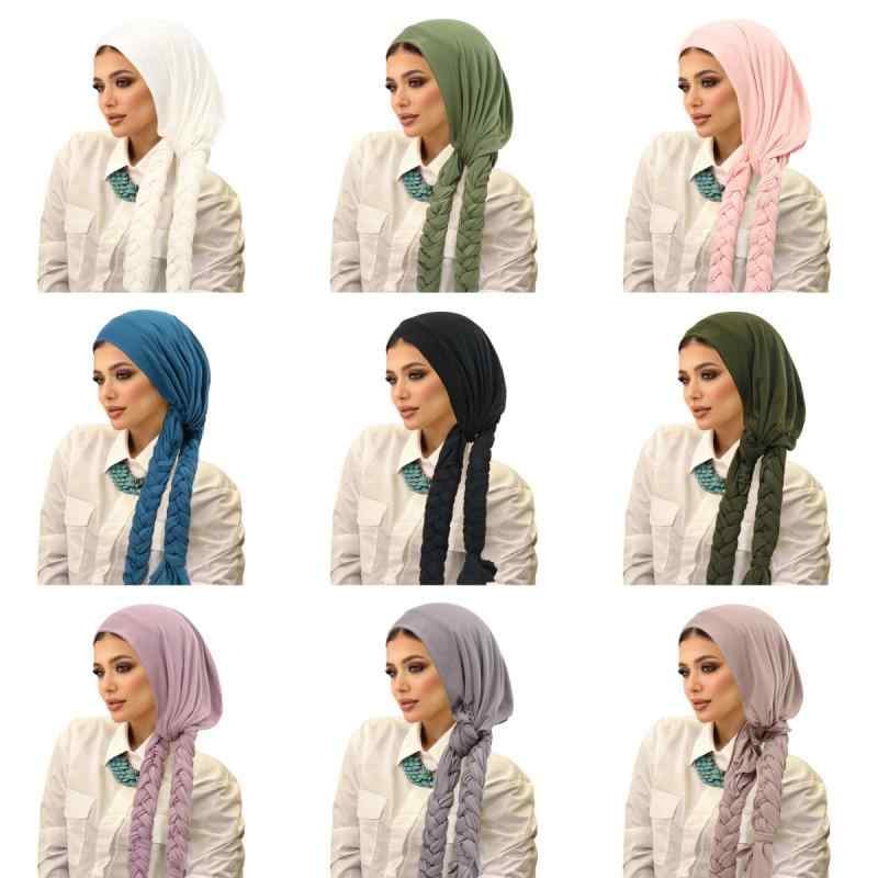 ターバン レディース 女性用 太め 編み込み 無地 ニットコットン素材 オールシーズン ラウンドトップ ..