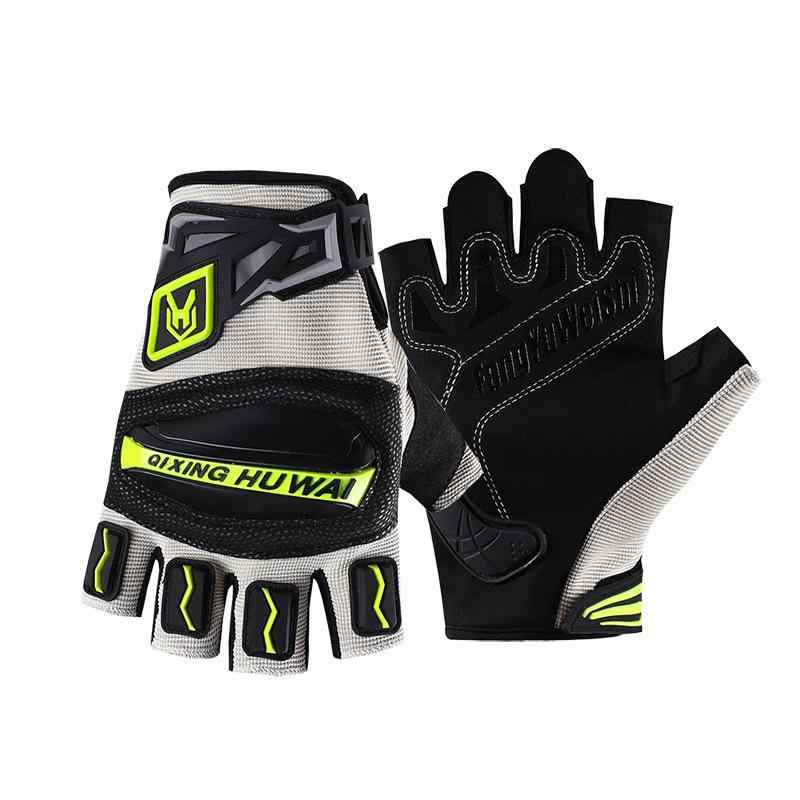 ライディンググローブ メンズ バイク 夏用 通気性 薄手 耐衝撃 滑り止め プロテクター ハーフフィンガ..