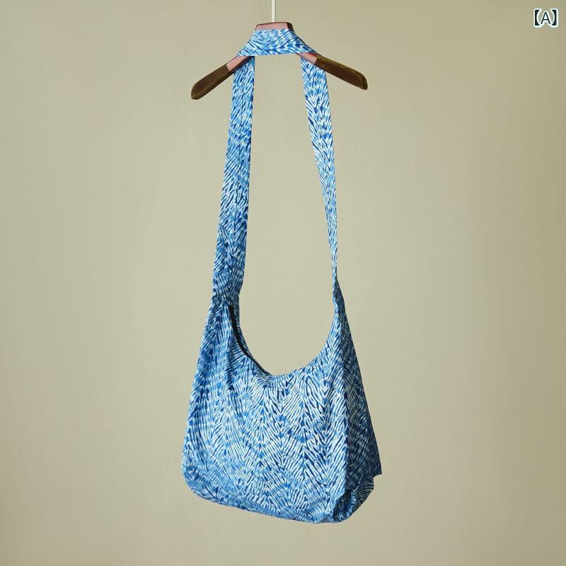 ショルダーバッグ メンズ レディース タイダイ柄 木目柄 チェーン柄 餃子型 ワンショルダー 斜め掛け コットン 中国風 カジュアル 旅行用 普段使い