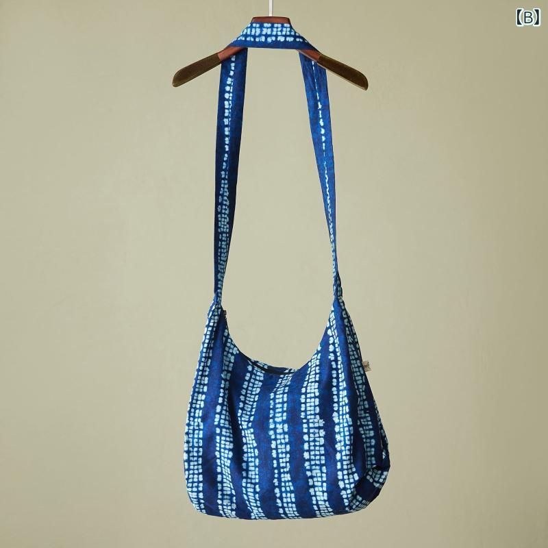 ショルダーバッグ メンズ レディース タイダイ柄 木目柄 チェーン柄 餃子型 ワンショルダー 斜め掛け コットン 中国風 カジュアル 旅行用 普段使い