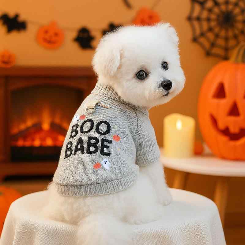 ペットウェア 秋冬 小型犬 猫用 ハロウィン かわいい パンプキン ゴースト柄 スウェット トレーナー カ..