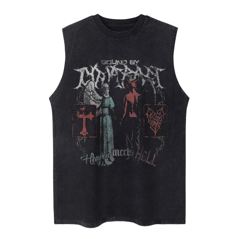 タンクトップ メンズ ノースリーブTシャツ 綿100% ゆったり ルーズフィット 英字プリント ロゴ ストリートファッション カジュアル トップス 快適 部屋着 おうち時間 おしゃれ トレンド 春夏