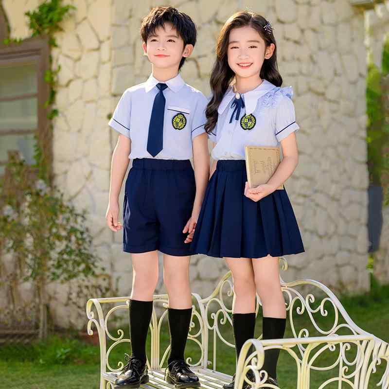 スクールウェア キッズ 小学生 園児 男女兼用 ダンス 発表会 合唱 舞台衣装 卒業式 運動会 イベント 半袖 上下セット パンツ スカート 夏用 綿95% 柔らかな肌触り ブリティッシュスタイル