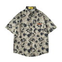 シャツ メンズ レディース シワになりにくい イージーケア 半袖 オープンカラー ゆったり ルーズ ビッグシルエット アメリカン レトロ アメカジ 花柄 総柄 ...