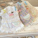 ペット服 猫 犬用 春夏 高品質 パフスリーブ プリンセスドレス ふんわり フリル 中小型犬 テディ ポメラニアン ポリエステル素材 かわいい 白 レインボーカラー