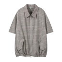シャツ メンズ 高級感 アメカジ チェック柄 ダブルジップ 半袖 襟付き クリーンフィット シャツジャケット ゆったり カジュアル カーキ色 アイロン不要 色落ちしにくい 夏物