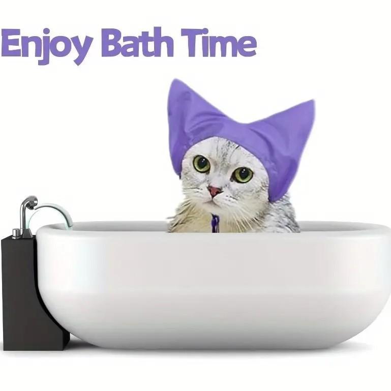 犬 猫用シャワーキャップ 防水 耳保護 耳濡れ防止 お風呂 シャンプー グルーミング ポリエステル製 通..