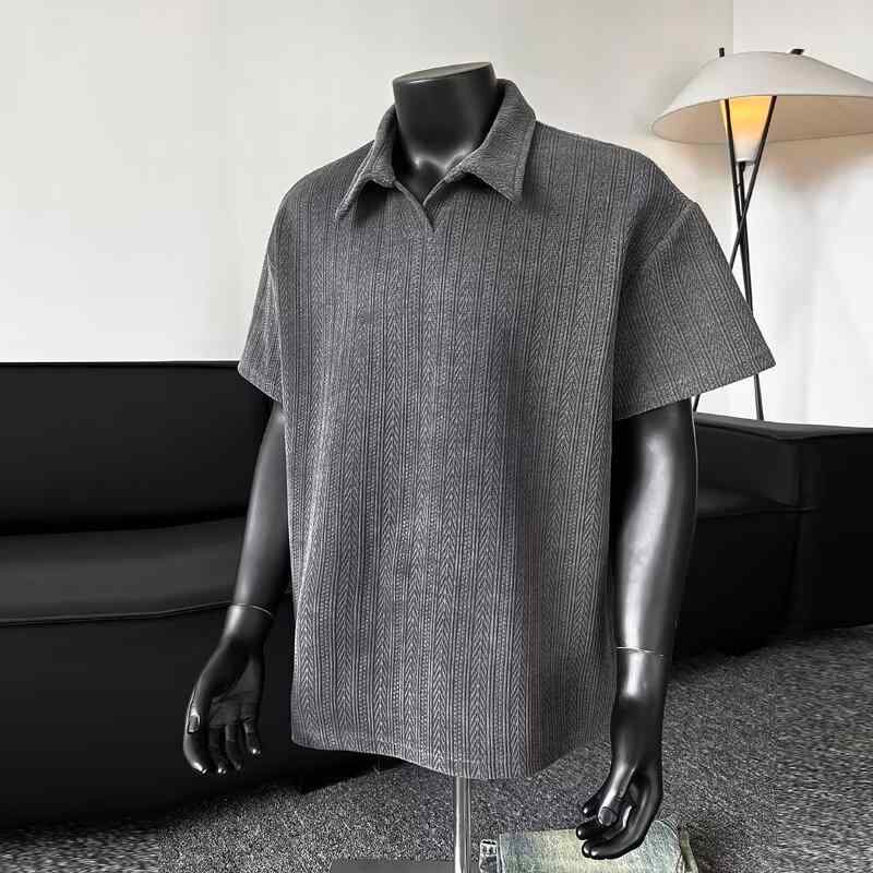 Poloシャツ メンズ 麦穂柄 ジャカード織り 切り替え 五分袖 形態安定 色褪せしにくい ゆったり ルーズ..