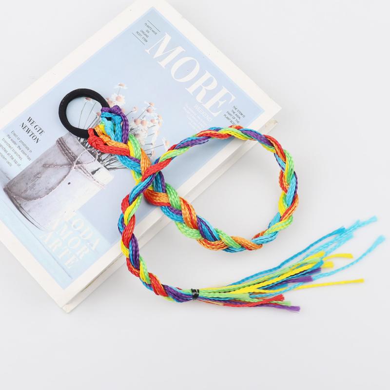 ウィッグ レディース ポニーテール エクステ 耐熱ファイバー 人工毛 手編み 三つ編み カラフル ヘアゴ..