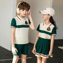 制服 キッズ 男女兼用 綿混 ソフトタッチ 動きやすい 夏服 半袖 半ズボン 上下セット 幼稚園 小学生 園児 クラス 卒業 卒園 イギリス風 学院スタイル