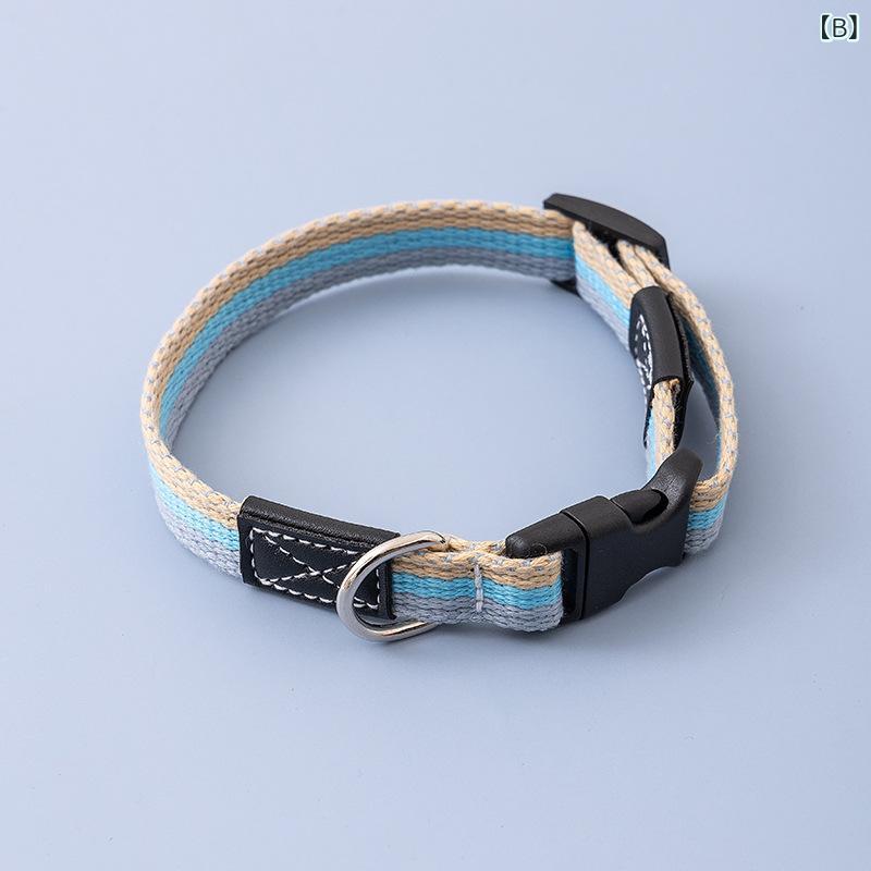 犬用首輪 厚手 調節可能 ワンタッチバックル 丈夫なキャンバス コットンポリエステ...