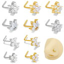 鼻ピアス 男女兼用 ステンレス 定番 パール フラワー ジルコニア クロス シンプル 上品 ギフト カジュアル フォーマル 多用途