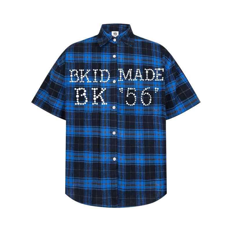 シャツ メンズ 夏物 ゆったり ルーズフィット パールビーズ アルファベット 半袖 アメリカンレトロ デ..