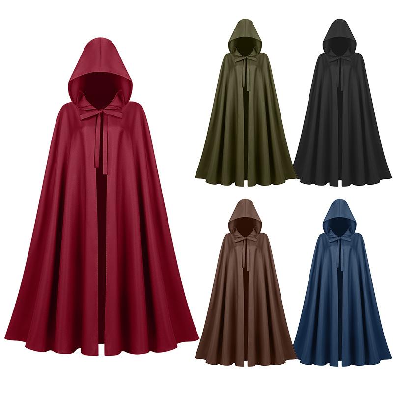 コスチューム 中世 ハロウィン フード付き ローブ マント 魔法使い 修道士 仮装 衣装 男女兼用 ゆったり フリーサイズ 舞台 演劇 イベ..