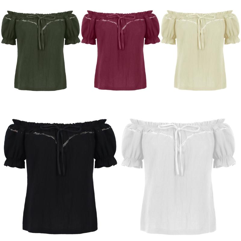 ブラウス レディース オフショルダー パフスリーブ ゆったり 体型カバー レトロ 春夏 ポリエステル 速乾 通気性 快適 カジュアル ストリート おしゃれ 普段使い
