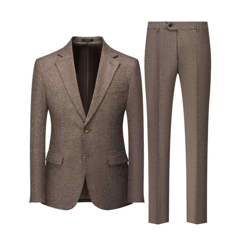 スーツ メンズ ヘリンボーン フェイクウール ツーピース 韓国風 カジュアル ビジネスシーン 通勤 オフィスカジュアル リラックスフィット 撮影用 オールシーズン対応 グレー セットアップ