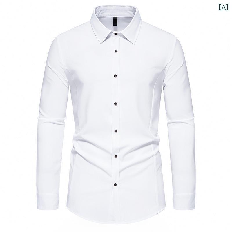 シャツ メンズ ウォッシャブル 形態安定 リネン混 長袖 無地 ゆったり レギュラーカラー カジュアル ビジネス 通勤 通学 普段着 大きいサイズ