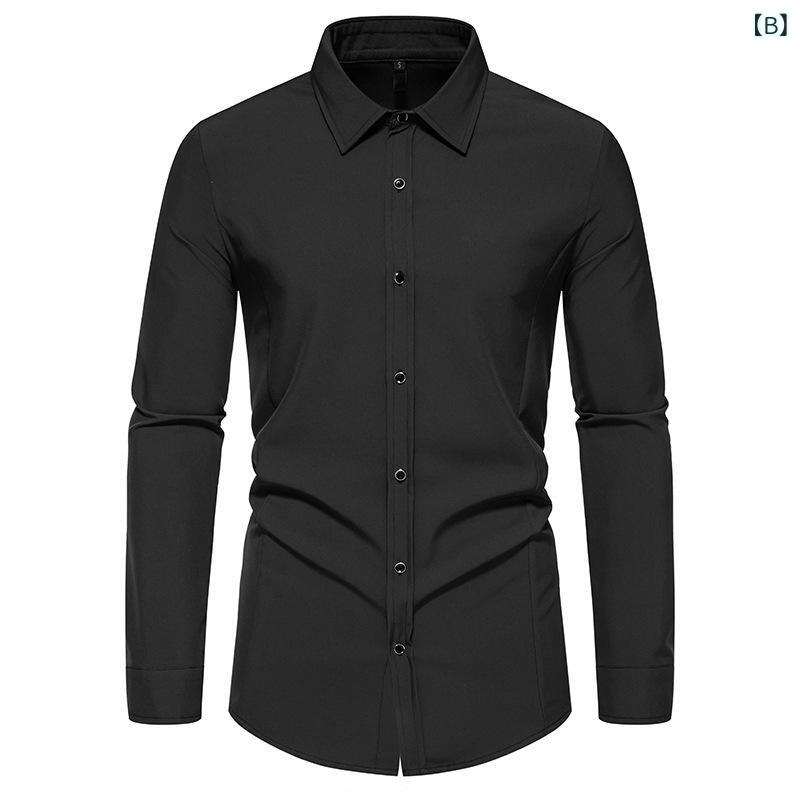 シャツ メンズ ウォッシャブル 形態安定 リネン混 長袖 無地 ゆったり レギュラーカラー カジュアル ビジネス 通勤 通学 普段着 大きいサイズ