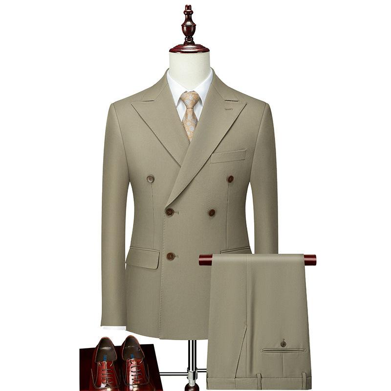 スーツ メンズ 男性用 ピークドラペル ダブルブレスト ダブルボタン 2点セット 韓国風 セットアップ カジュアル 軽ビジネス 撮影用 結婚式 二次会 パーティー スリムフィット オールシーズン
