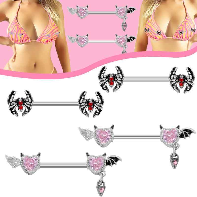 ボディピアス 男女兼用 欧米 個性的 悪魔 ハート ピンク ジルコニア 蜘蛛 ニップルリング へそピアス 亜鉛合金製 シンプル 春夏