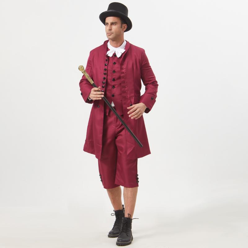 コスプレ 衣装 メンズ ハロウィン 宮廷 王子 中世 レトロ イギリス風 礼服 セットアップ 長袖 ロングパンツ ポリエステル素材 ジャカード織り 舞台 仮装 イベント パーティー オールシーズン