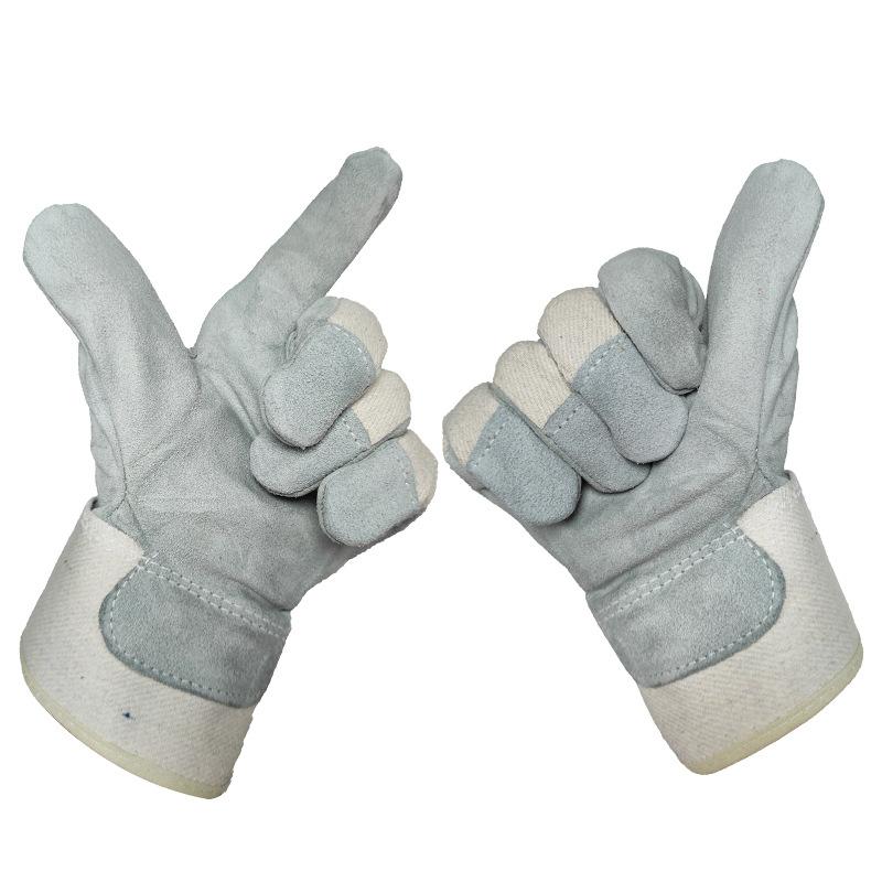 溶接手袋 男性用 防火傷 耐高温 薄手 丈夫な二層牛革製 作業用 溶接工 電気溶接 ショートグローブ 裏地コットン 耐久性 快適 DIY 保護