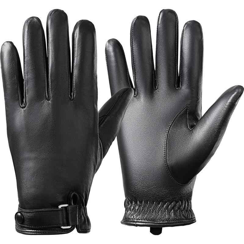 手袋 メンズ 男性用 防寒 保温 本革 羊革 ムートン裏地 五本指 バイク オートバイ 自転車 サイクリング..