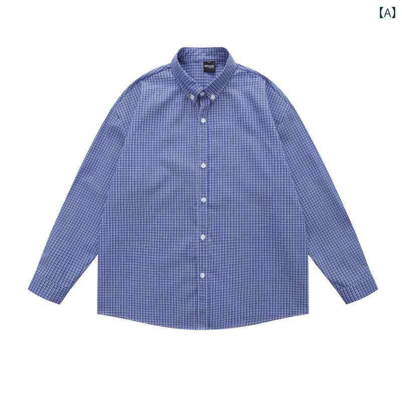 シャツ メンズ レディース ユニセックス 日系 クラシック チェック柄 綿混素材 シワになりにくい 色落ちしにくい 長袖 ゆったり ルーズフィット カジュアル 春夏 アウター