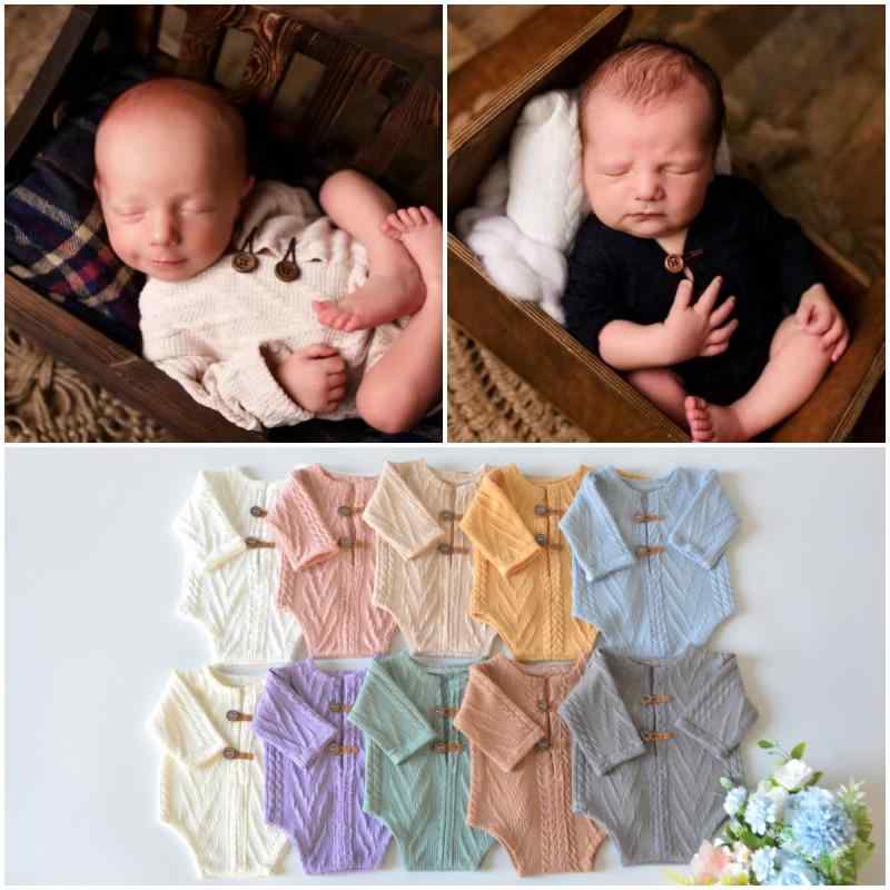 ロンパース 新生児 ベビー 男女兼用 欧米風 ニット 長袖 カバーオール 記念撮影用衣装 プルオーバー ソ..