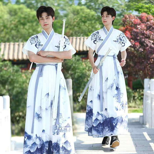 漢服 メンズ 男性用 夏物 薄手 改良 半袖 セットアップ 上下セット 中国風 チャイナ風 侠客 書生 国学 茶道着 茶服 麻混紡 プリント カジュアルスタイル 漢服 メンズ 男性用 夏物 薄手 改良 半袖 セットアップ 上下セット 中国風 チャイナ風 侠客 書生 国学 茶道着 茶服 麻混紡 プリント カジュアルスタイル