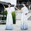 メンズ漢服 武侠風 現代風 刺繍 軽やか 涼しげ かっこいい カップル ペアルック 麻混 ポリエステル素材 春夏 旅行 リラックスウェア