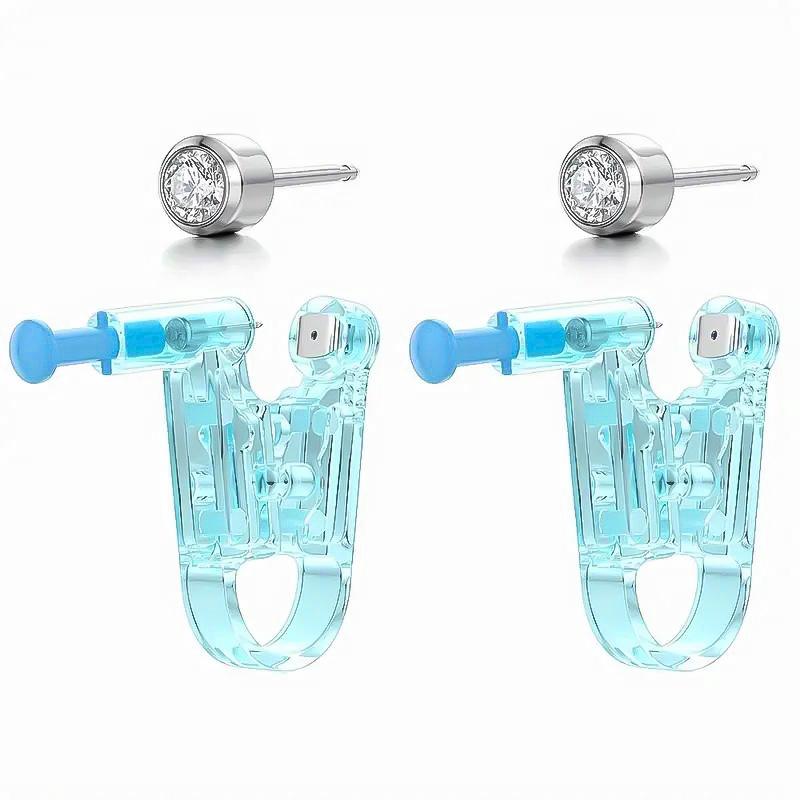 ピアッサー 男女兼用 使い捨て 滅菌済み セルフ ピアス開け器 耳たぶ用 痛み軽減 ジルコニア 付き 工具..