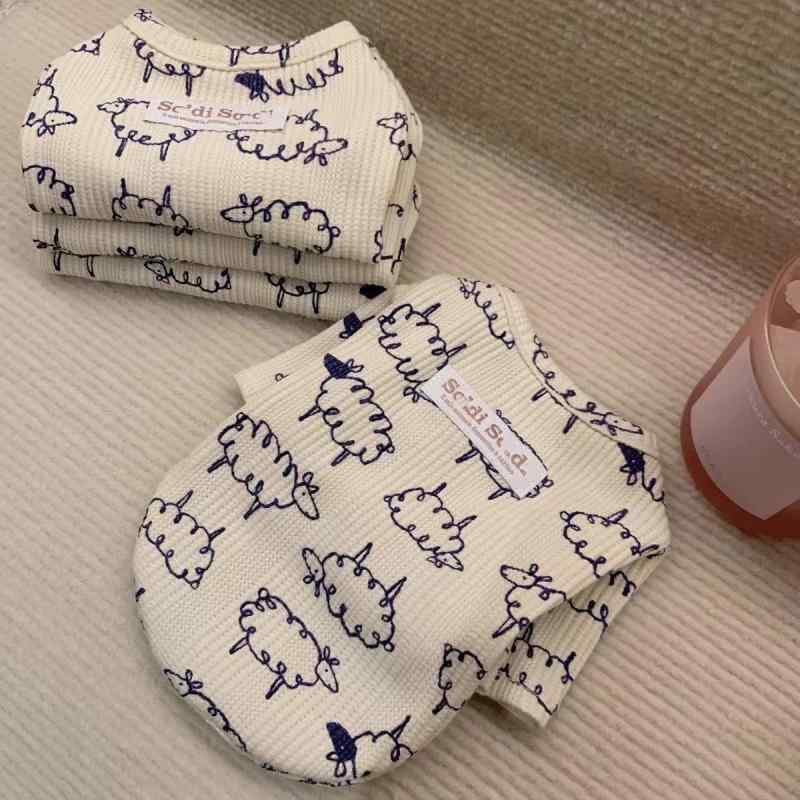 ドッグウェア 小型犬用 超小型犬 快適 伸縮性 ポリエステル お揃い ペア 韓国風 小羊柄 かわいい トイ..