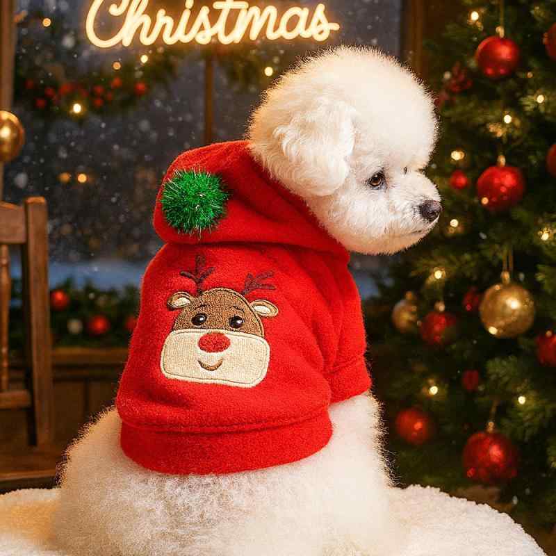 ペット服 犬 猫用 秋冬 防寒 保温 クリスマス イベント トナカイ ペアルック お揃い かわいい カジュア..