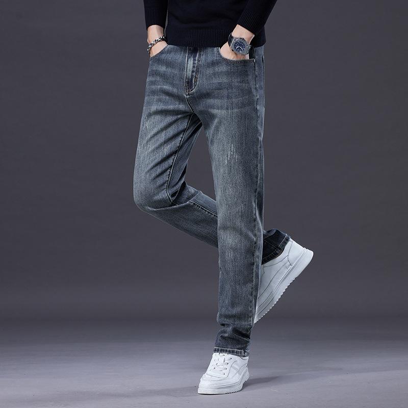 Skinney Pants - デニムパンツ メンズ スキニー スリム テーパード ストレッチ 伸縮性 ミッドライズ 綿混 ヴィンテージ加工 レトロブルー カジュアル 普段使い 着回し 春秋